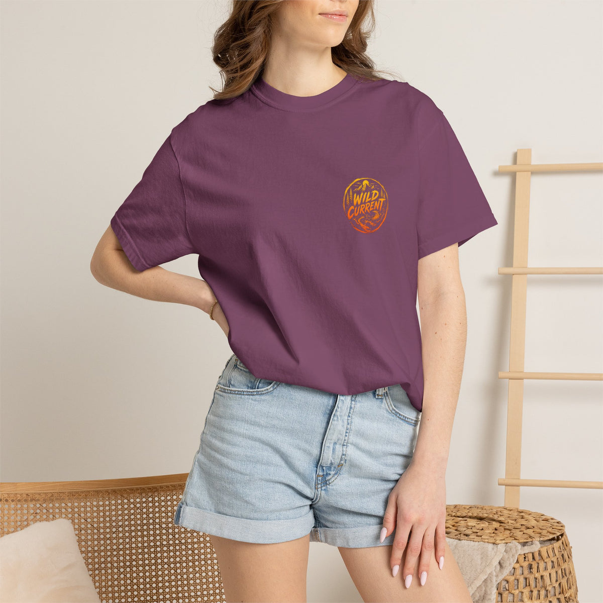 Wild Current Graphic T-Shirt — Retro Mountain Sunset Tee