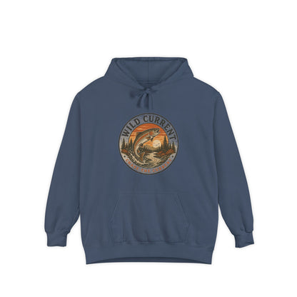 Wild Current Hoodie — Vintage Salmon Fishing Graphic