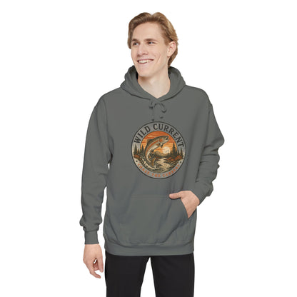 Wild Current Hoodie — Vintage Salmon Fishing Graphic