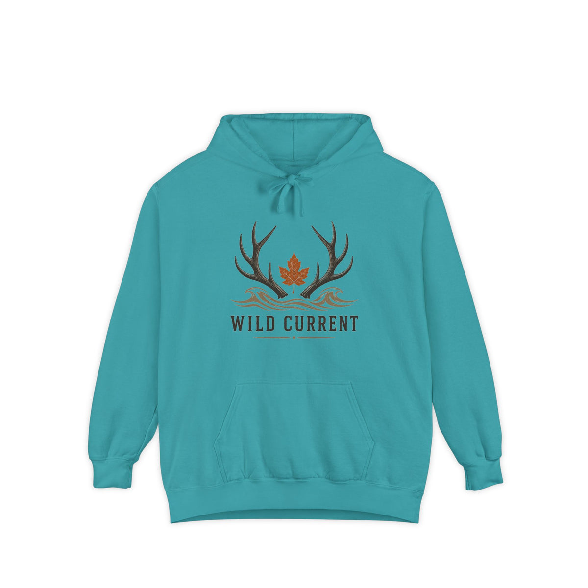 Wild Current Antler Hoodie — Rustic Maple Leaf Outdoor Sweatshirt