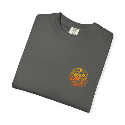 Wild Current Graphic T-Shirt — Retro Mountain Sunset Tee