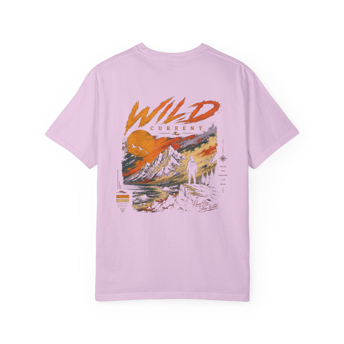 Wild Current Graphic T-Shirt — Retro Mountain Sunset Tee