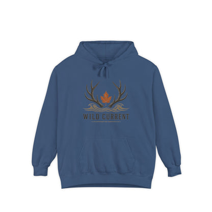 Wild Current Antler Hoodie — Rustic Maple Leaf Outdoor Sweatshirt