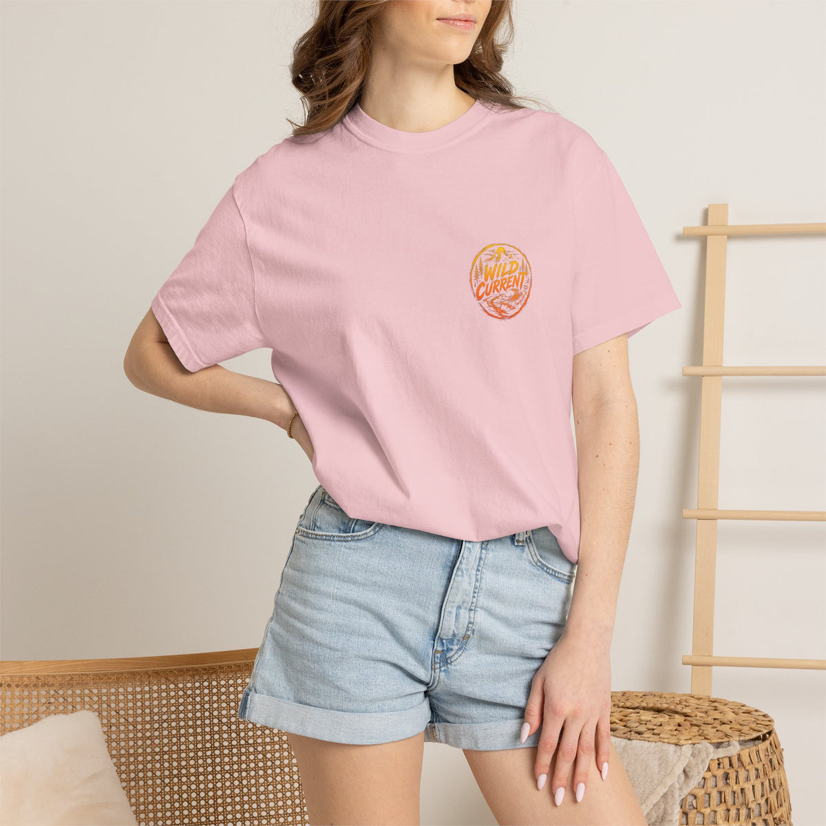 Wild Current Graphic T-Shirt — Retro Mountain Sunset Tee