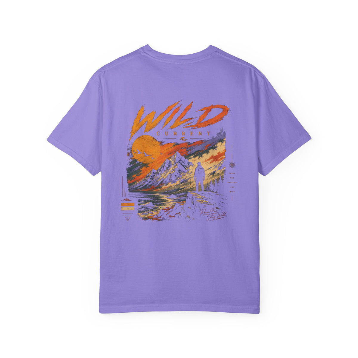 Wild Current Graphic T-Shirt — Retro Mountain Sunset Tee