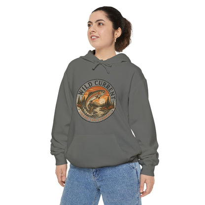 Wild Current Hoodie — Vintage Salmon Fishing Graphic