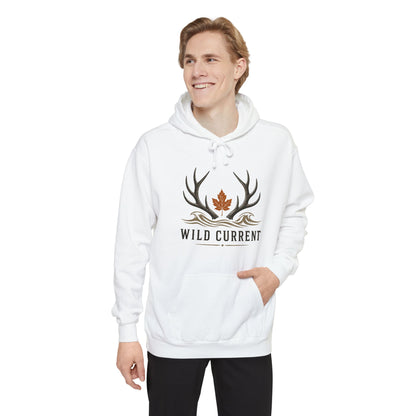 Wild Current Antler Hoodie — Rustic Maple Leaf Outdoor Sweatshirt