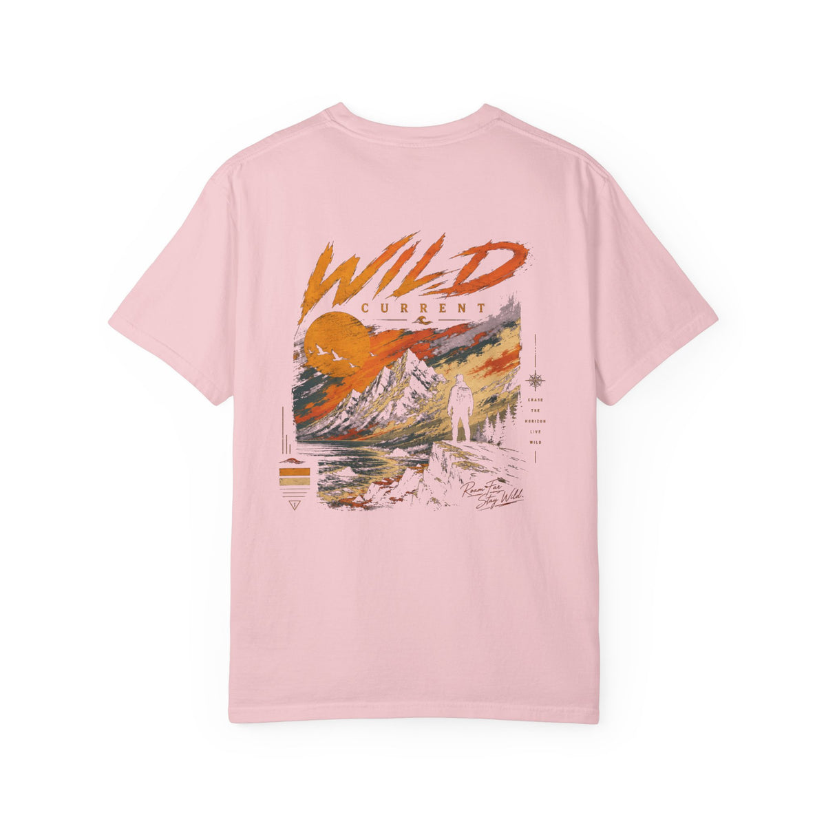 Wild Current Graphic T-Shirt — Retro Mountain Sunset Tee