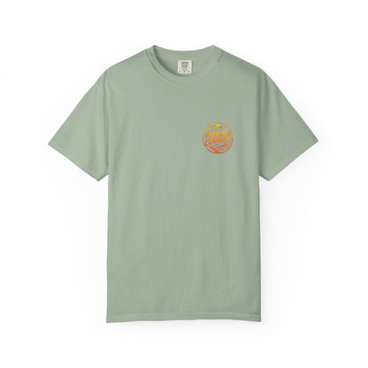 Wild Current Graphic T-Shirt — Retro Mountain Sunset Tee