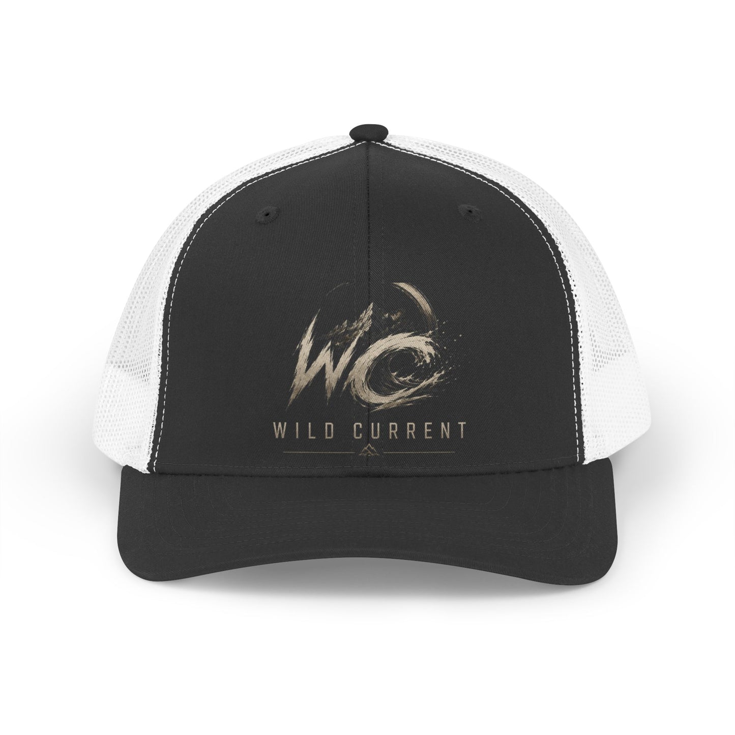 Wild Current Trucker Hat — Retro Distressed 'WC' Logo Mesh Cap