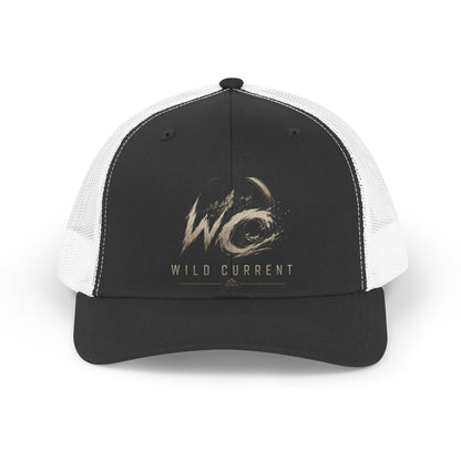 Wild Current Trucker Hat — Retro Distressed 'WC' Logo Mesh Cap