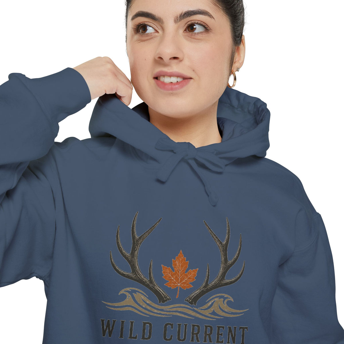 Wild Current Antler Hoodie — Rustic Maple Leaf Outdoor Sweatshirt