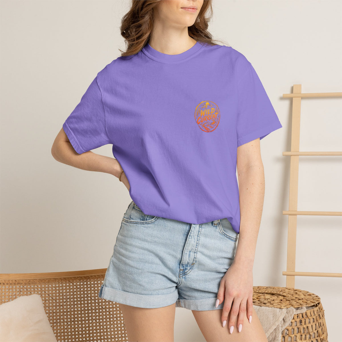 Wild Current Graphic T-Shirt — Retro Mountain Sunset Tee