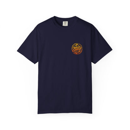 Wild Current Graphic T-Shirt — Retro Mountain Sunset Tee