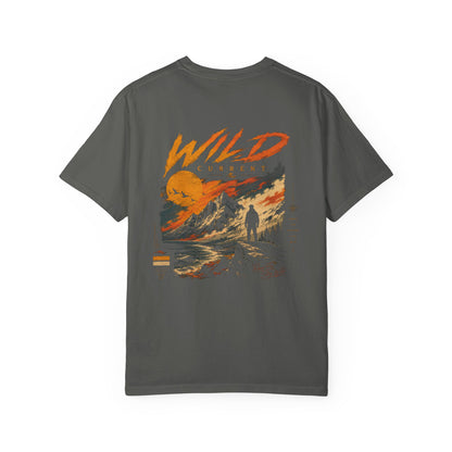 Wild Current Graphic T-Shirt — Retro Mountain Sunset Tee