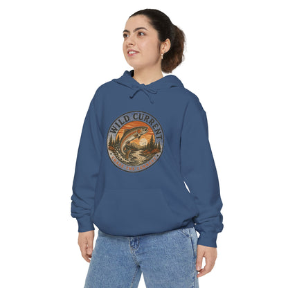 Wild Current Hoodie — Vintage Salmon Fishing Graphic