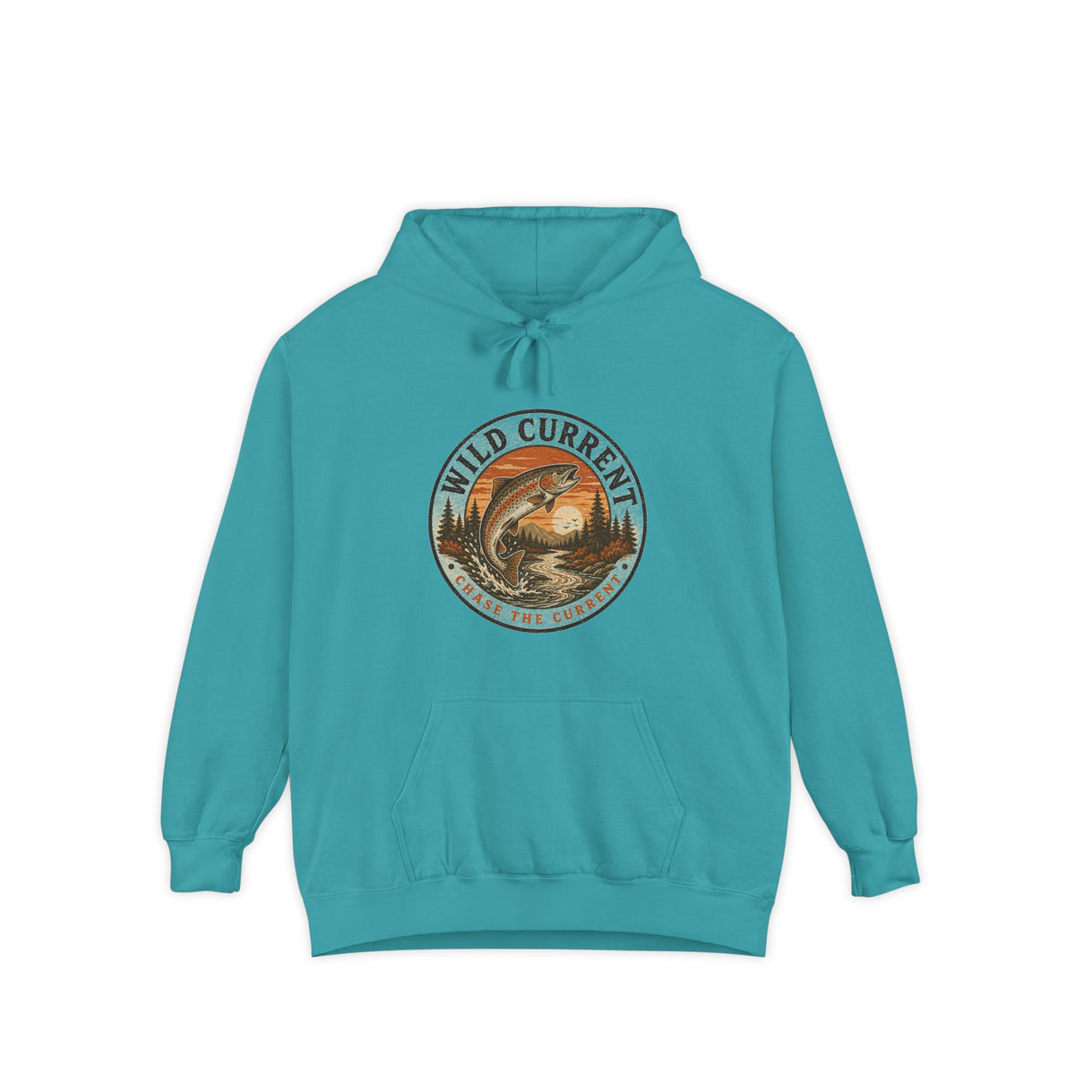 Wild Current Hoodie — Vintage Salmon Fishing Graphic