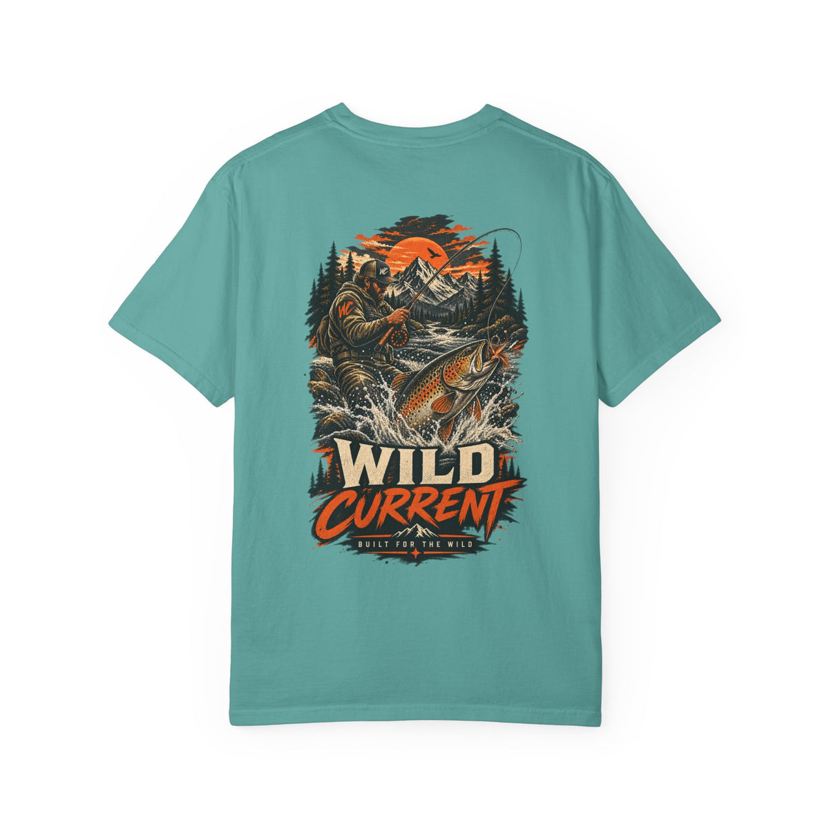 Fishing T-Shirt — "Wild Current" Trout Graphic Outdoor Tee