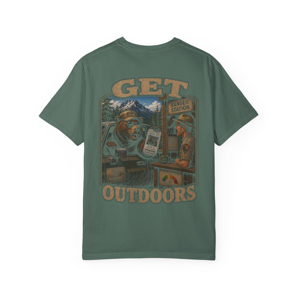 Get Outdoors T-Shirt — Vintage Ranger Station Bear Poster