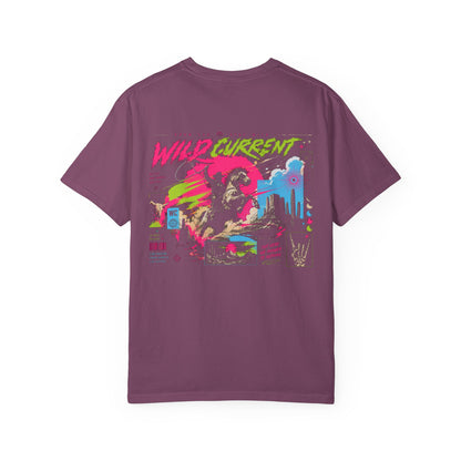 Wild Current Graphic T-Shirt — Retro Surf Skate Art Front & Back