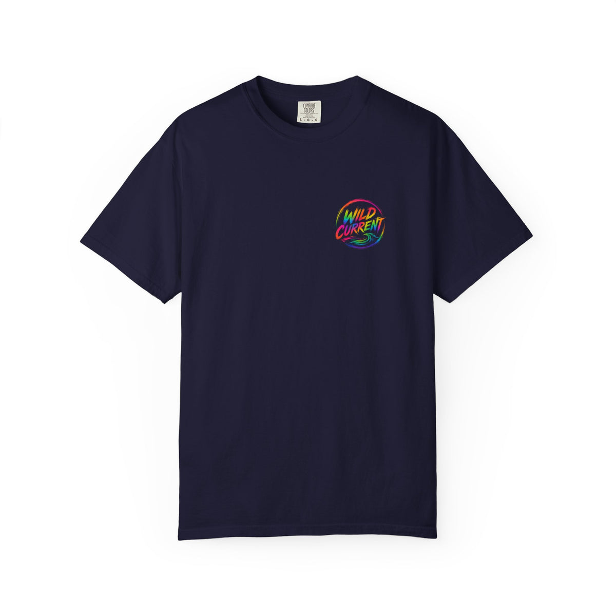 Wild Current Graphic T-Shirt — Retro Surf Skate Art Front & Back