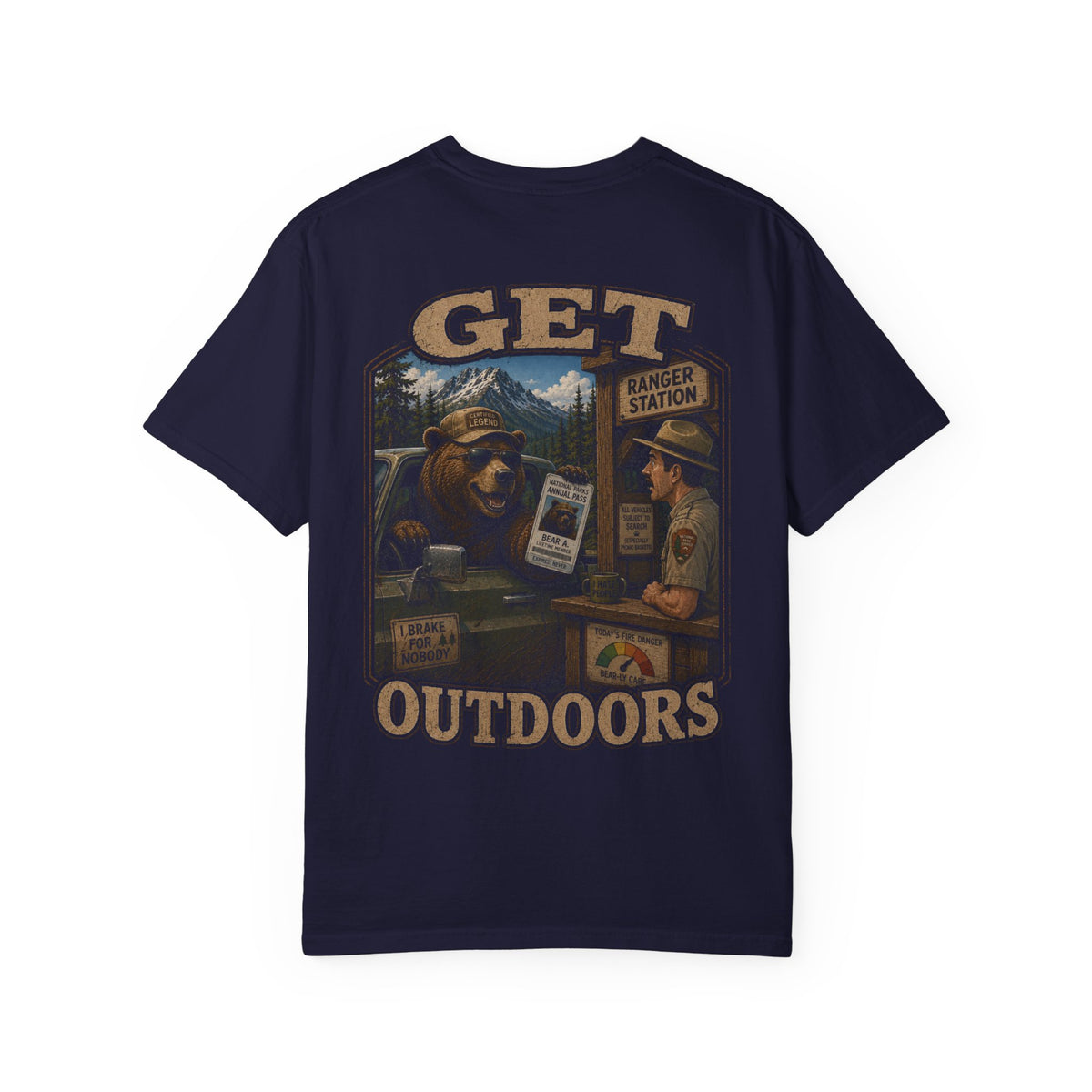 Get Outdoors T-Shirt — Vintage Ranger Station Bear Poster