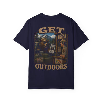Get Outdoors T-Shirt — Vintage Ranger Station Bear Poster