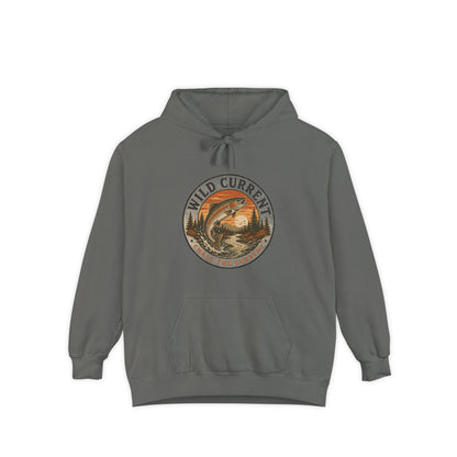 Wild Current Hoodie — Vintage Salmon Fishing Graphic