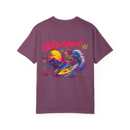 Wild Current Surf Wave T-Shirt — Retro Sunset Graphic Tee