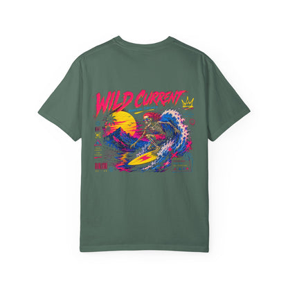 Wild Current Surf Wave T-Shirt — Retro Sunset Graphic Tee