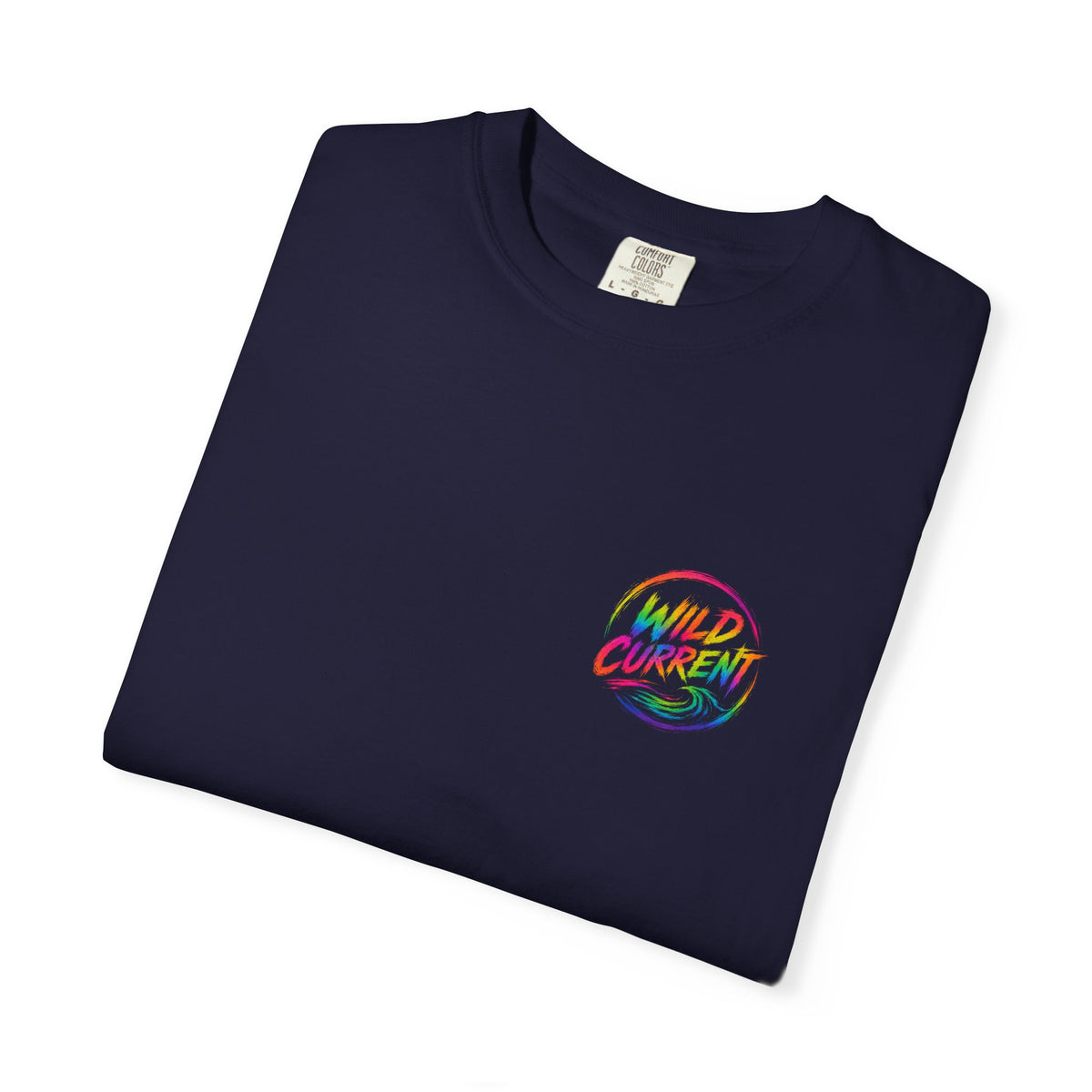 Wild Current Graphic T-Shirt — Retro Surf Skate Art Front & Back
