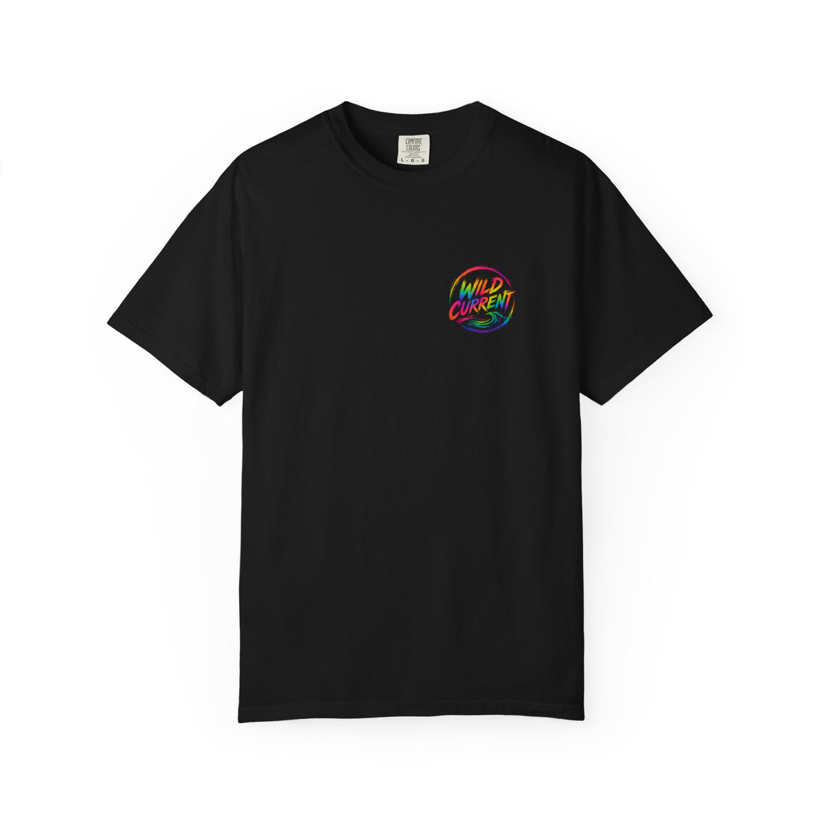 Wild Current Graphic T-Shirt — Retro Surf Skate Art Front & Back