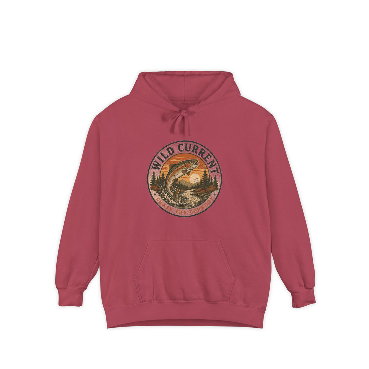 Wild Current Hoodie — Vintage Salmon Fishing Graphic