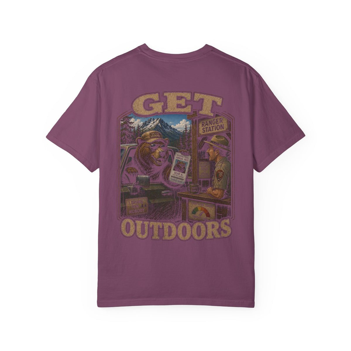Get Outdoors T-Shirt — Vintage Ranger Station Bear Poster
