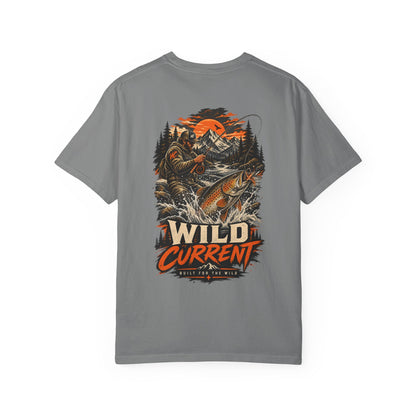 Fishing T-Shirt — "Wild Current" Trout Graphic Outdoor Tee