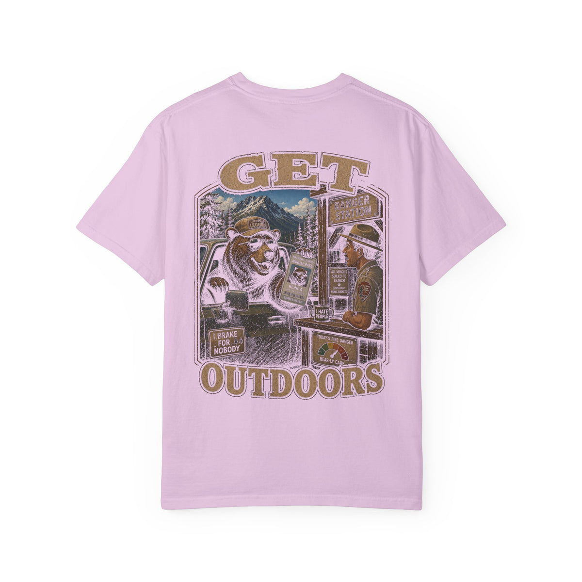Get Outdoors T-Shirt — Vintage Ranger Station Bear Poster