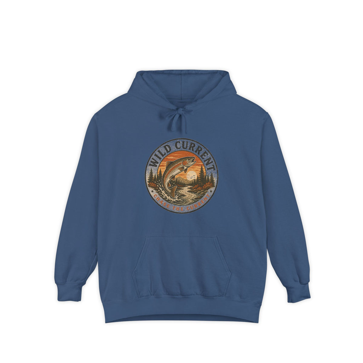 Wild Current Hoodie — Vintage Salmon Fishing Graphic