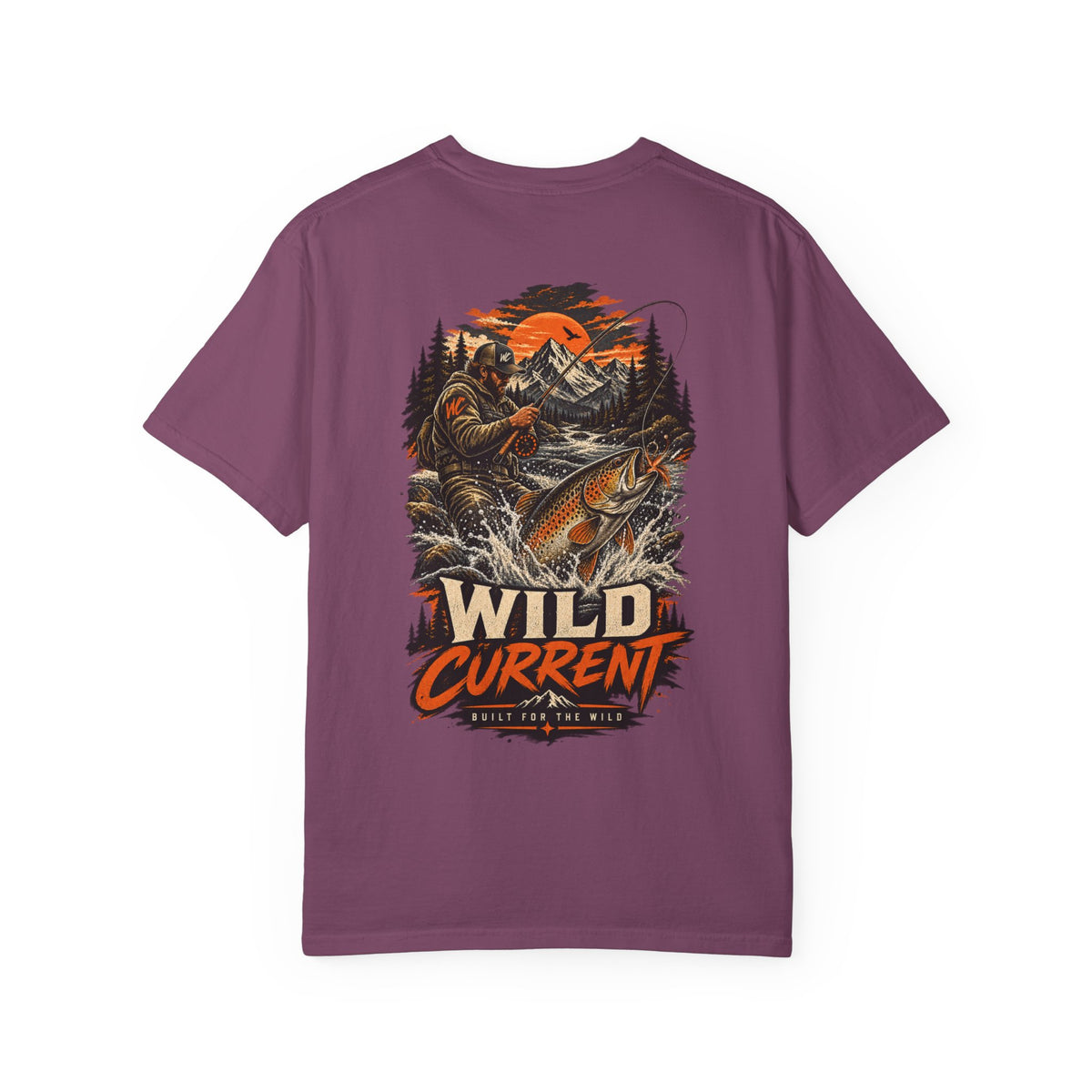 Fishing T-Shirt — "Wild Current" Trout Graphic Outdoor Tee