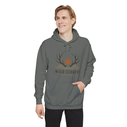 Wild Current Antler Hoodie — Rustic Maple Leaf Outdoor Sweatshirt