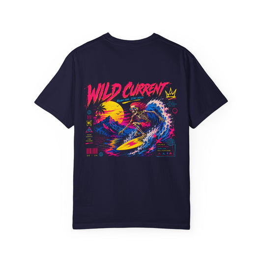 Wild Current Surf Wave T-Shirt — Retro Sunset Graphic Tee
