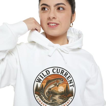 Wild Current Hoodie — Vintage Salmon Fishing Graphic