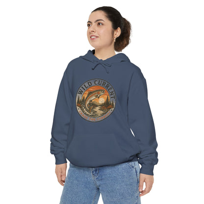 Wild Current Hoodie — Vintage Salmon Fishing Graphic