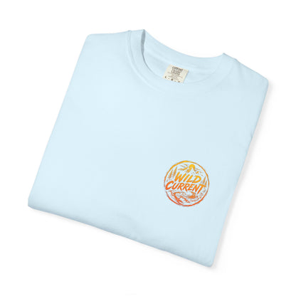 Wild Current Graphic T-Shirt — Retro Mountain Sunset Tee