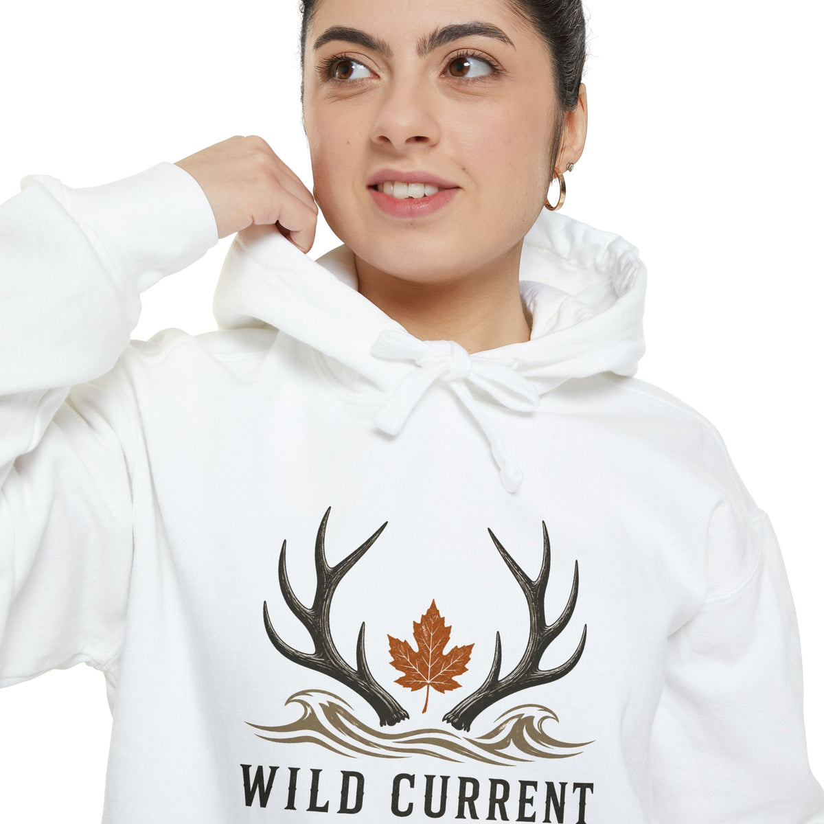 Wild Current Antler Hoodie — Rustic Maple Leaf Outdoor Sweatshirt