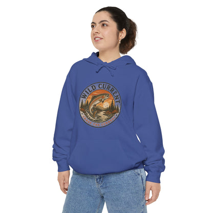 Wild Current Hoodie — Vintage Salmon Fishing Graphic