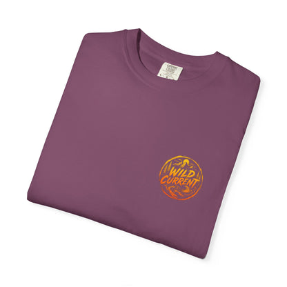 Wild Current Graphic T-Shirt — Retro Mountain Sunset Tee
