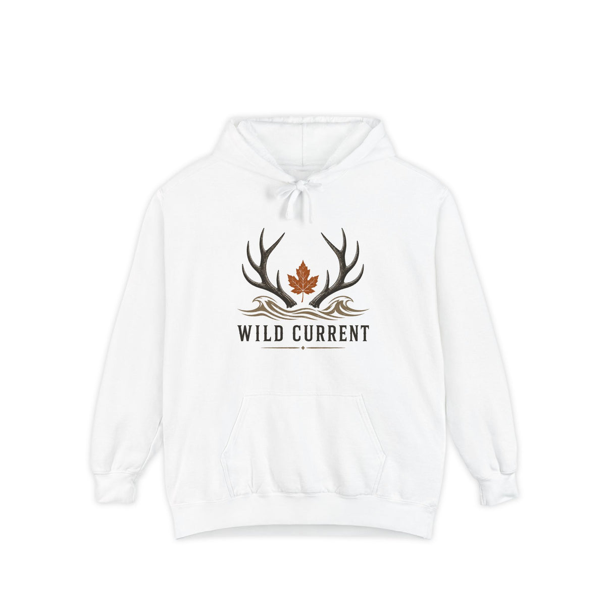 Wild Current Antler Hoodie — Rustic Maple Leaf Outdoor Sweatshirt