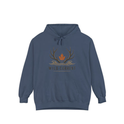 Wild Current Antler Hoodie — Rustic Maple Leaf Outdoor Sweatshirt