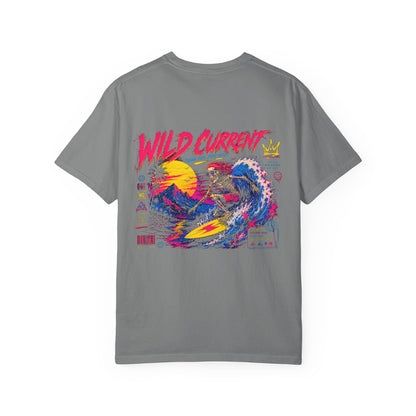 Wild Current Surf Wave T-Shirt — Retro Sunset Graphic Tee