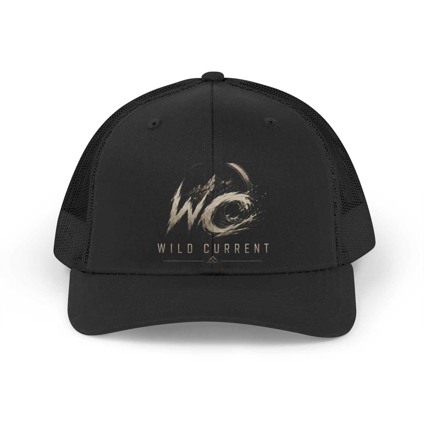 Wild Current Trucker Hat — Retro Distressed 'WC' Logo Mesh Cap